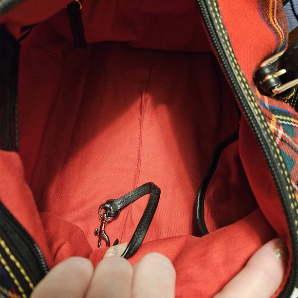 Dooney & Bourke Tartan Wool Red Plaid Satchel Set - Picture 6 of 16